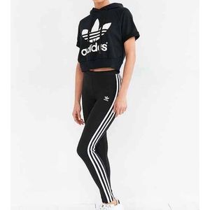 Adidas black and white three stripe leggings